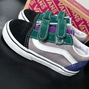 Vans Black and Green Velcro Sneakers